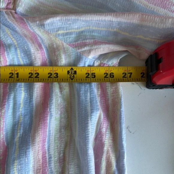 Pink and Blue Striped Pajama Set with V-Neck - Picture 10 of 11